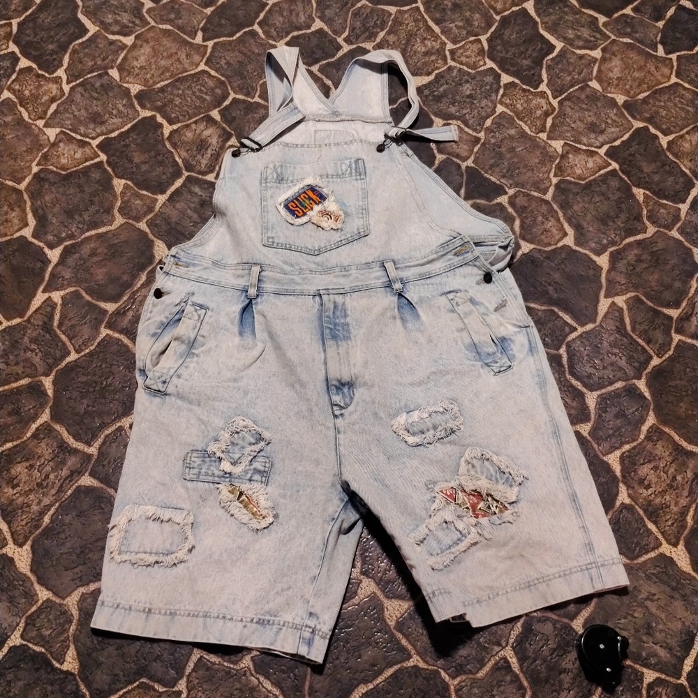 SLICK 90s denim Overall Shorts VINTAGE